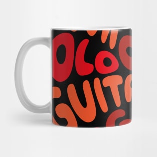 I love playing the guitar. Red heart. Mug